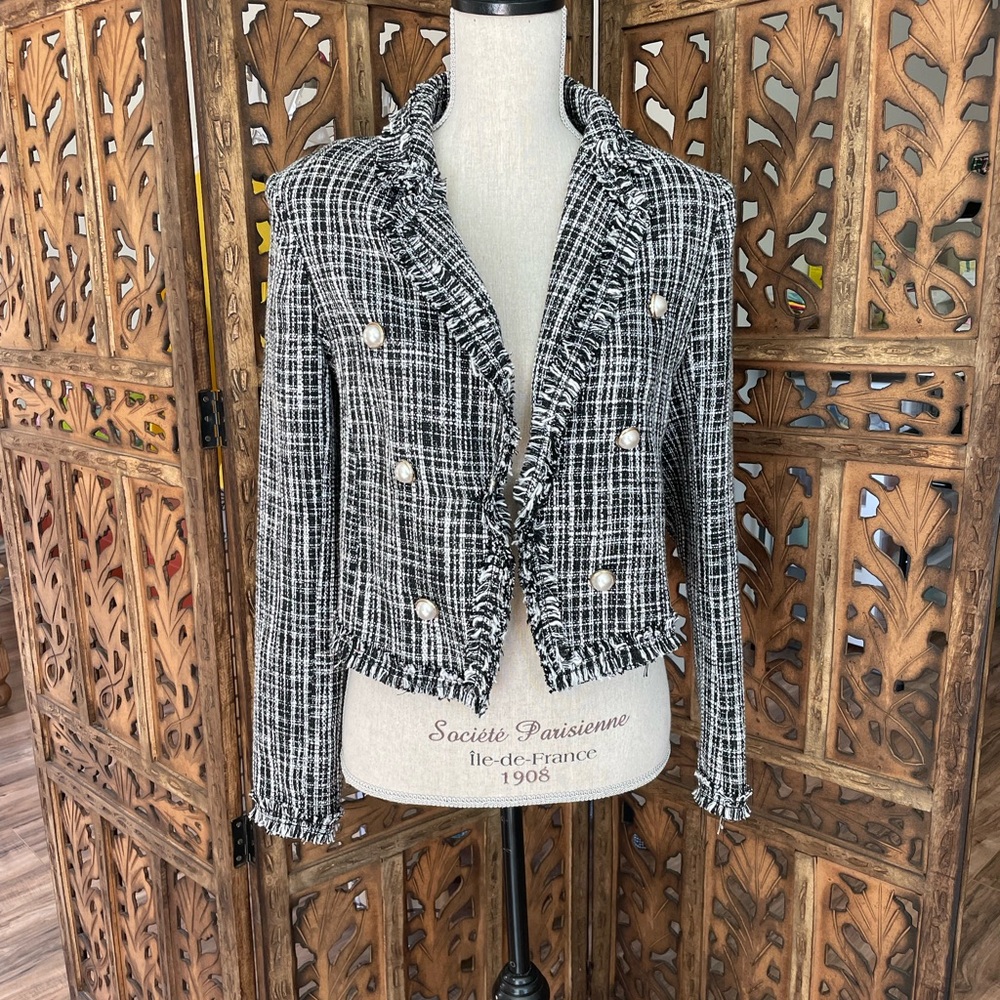 Women's Black and White Tweed Jacket